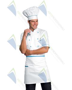 CHEF HAT WHITE + TURQUOISE COT.100%