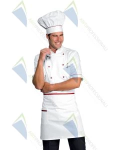 CHEF HAT WHITE + RED COT.100%